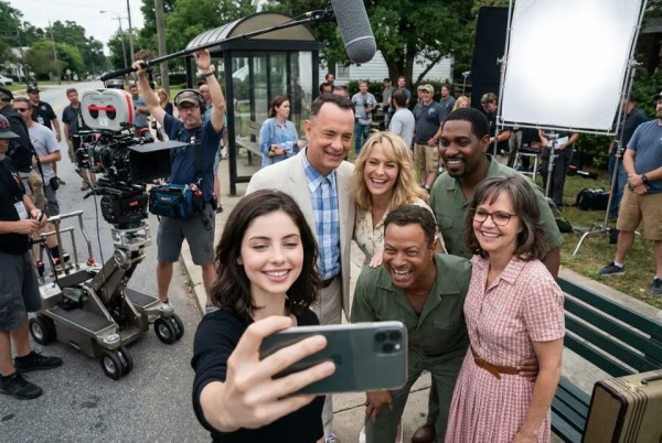 沉浸式电影场景背景下的名人自拍