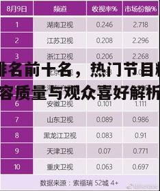 二、当前电视排名前十名节目概览