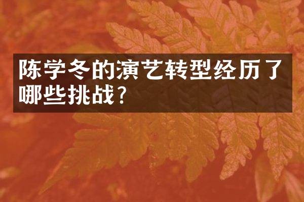 陈学冬的演艺转型经历了哪些挑战?