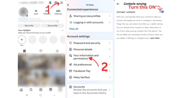 保存电话号码以查找 Instagram 帐户