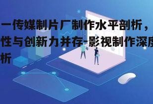 九一传媒制片厂制作水平剖析,专业性与创新力并存
