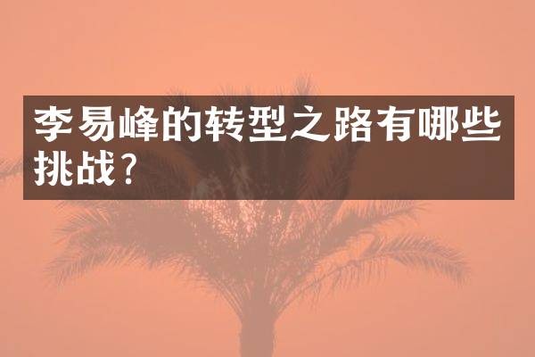 李易峰的转型之路有哪些挑战?
