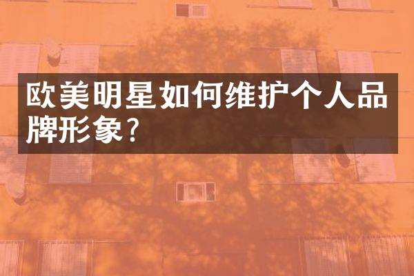 欧美明星如护个人品牌形象?