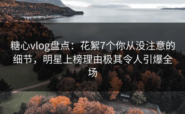 糖心vlog盘点:花絮7个你从没注意的细节,明星上榜理由极其令人引爆全场 第1张