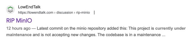 “MinIO已死？”近60k Star的明星开源项目官宣：进入维护模式