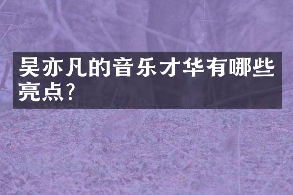 吴亦凡的音乐才华有哪些亮点？