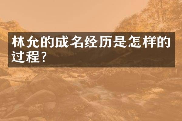 林允的成名经历是怎样的过程？