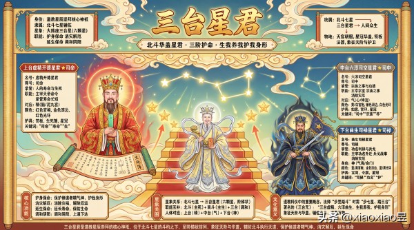 【小昱手绘中国神话】三台星君体系手绘讲解图