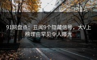 91网盘点：丑闻9个隐藏信号，大V上榜理由罕见令人曝光