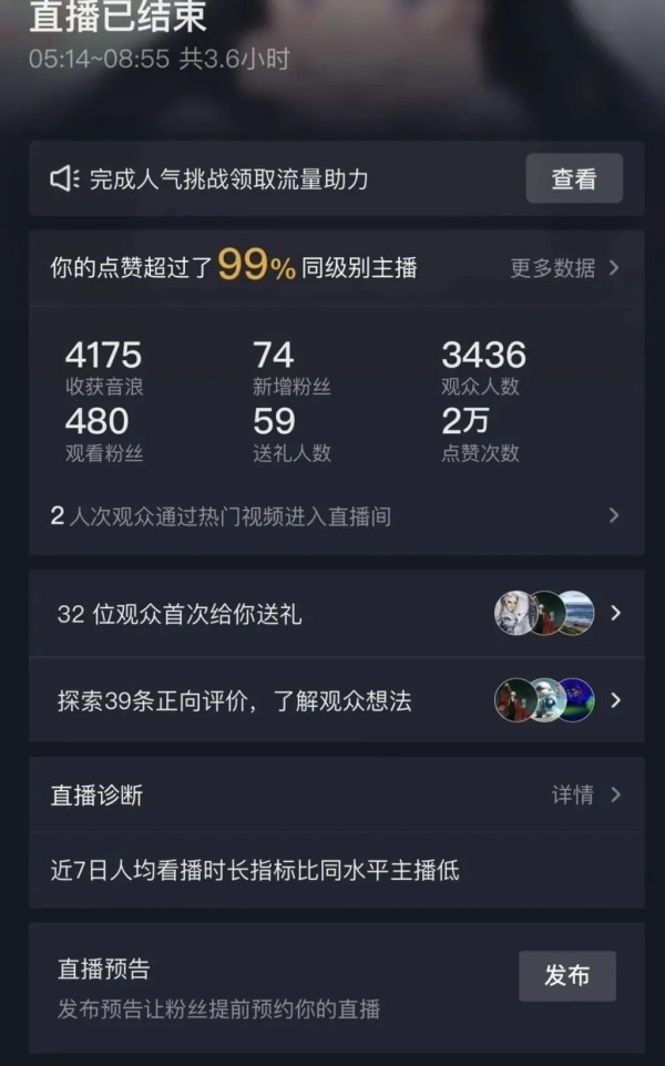 吴潇某次直播数据。