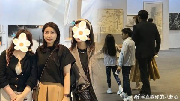 霍启刚夫妇带娃看展，郭晶晶气质温婉状态好，跟粉丝合影没架子