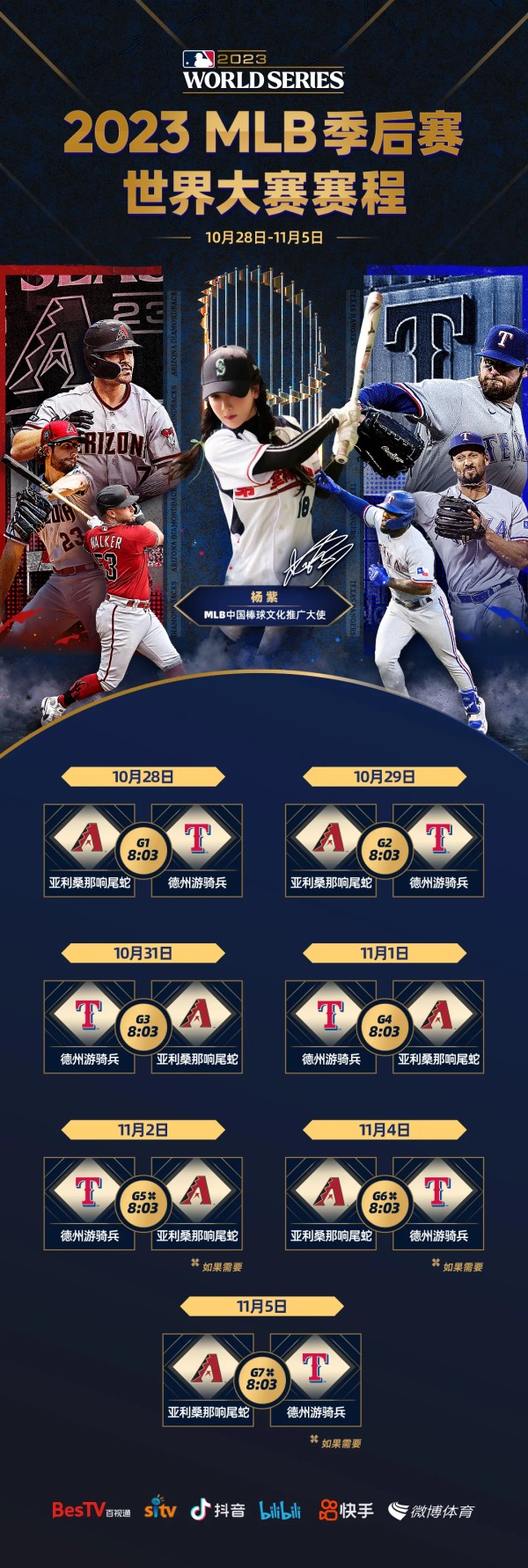 2023 MLB世界大赛赛程表