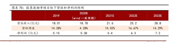 股票激励考核目标下营收和净利润预测 - 2020年12月 - 行业研究数据