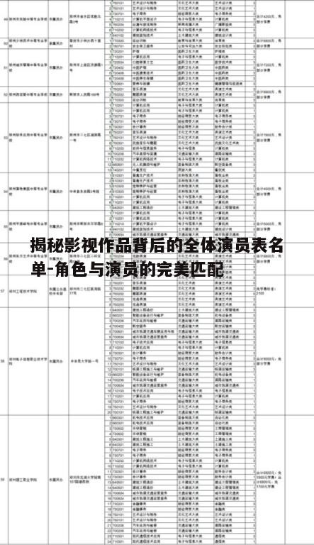 二、全体演员表名单中的黄金配角