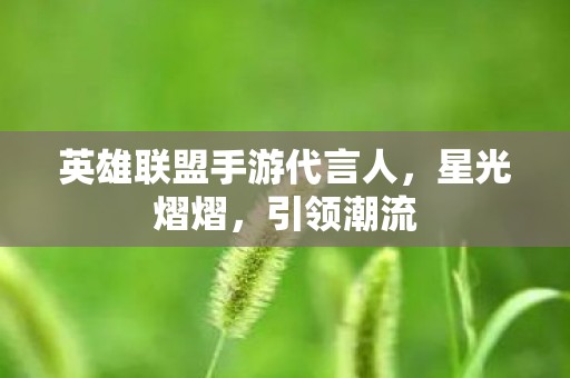 英雄联盟手游代言人，星光熠熠，引领潮流