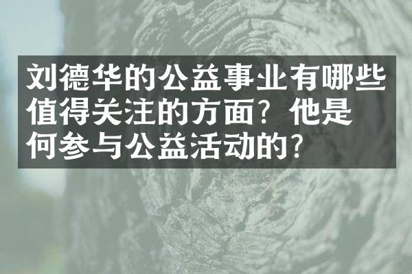 刘德华的公益事业有哪些值得关注的方面？他是如何参与公益活动的？