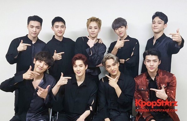 组合EXO在中国音悦台V榜颁奖典礼中夺得了六连冠