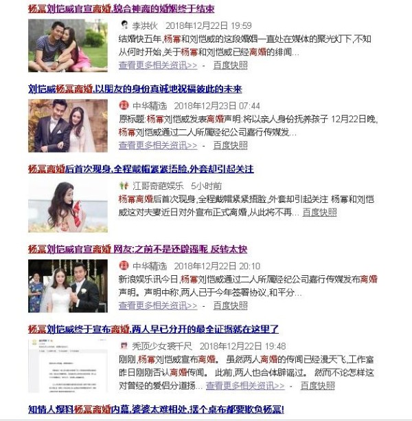 杨幂离婚热度只增不减 明星离婚就让你想出这么多话题？