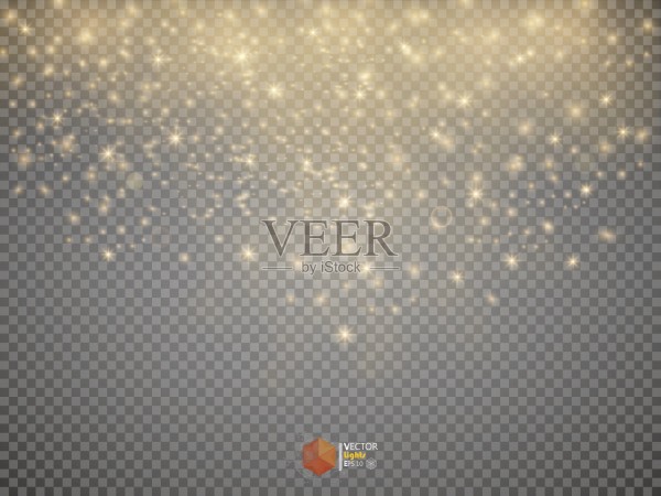 明星效应。星尘在透明的背景上。插画图片素材