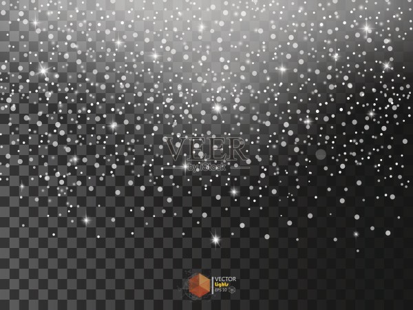 明星效应。星尘在透明的背景上。流星。设计元素图片