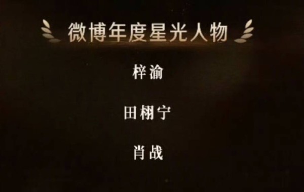 恭喜梓渝，田栩宁，肖战，获得微博之夜年度星光人物！