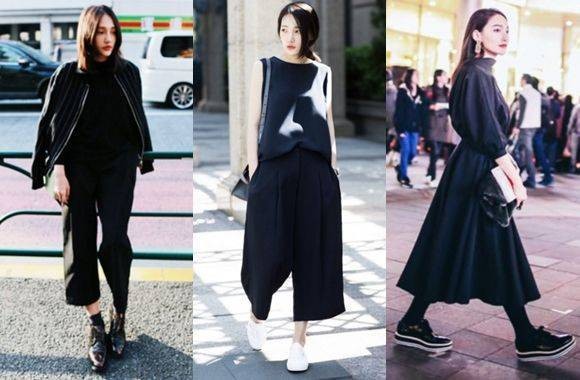 辣妹风的精髓所在，是短款皮衣配高腰阔腿裤