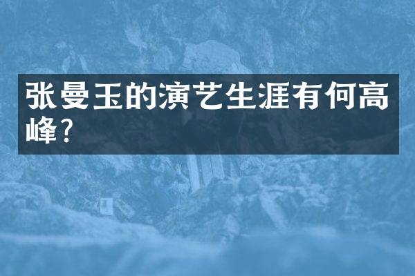 张曼玉的演艺生涯有何高峰？