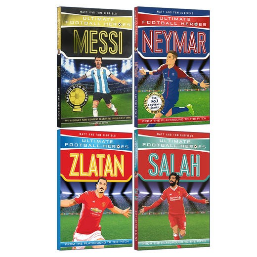 足球明星人物传记4册 英文原版 Ultimate Football Heroes 梅西 内马尔 萨拉赫 英文版儿童励志章节小说读物 进口原版英语书籍
