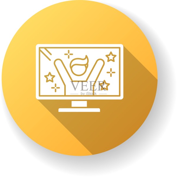 电视真人秀明星黄色平设计长影子图标素材