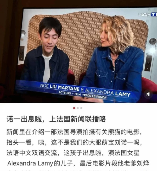 刘烨儿子诺一登上法国新闻联播！昔日萌娃模样大变，唇边小胡子太抢镜