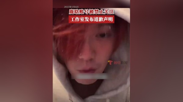 1月6日不少网友反映，明星鹿晗社交平台被禁止关注，部分平台显示理由为“该用户违反法律法规”，随后，鹿晗工作室发文代表鹿晗发布道歉，并愿意积极消除因此产生的不良社会影响，承担一个演艺工作者应该承担的社会责任