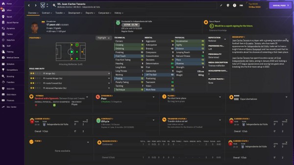 《足球经理 2024》球探指南——胡安·卡洛斯·特诺里奥（Juan Carlos Tenorio）