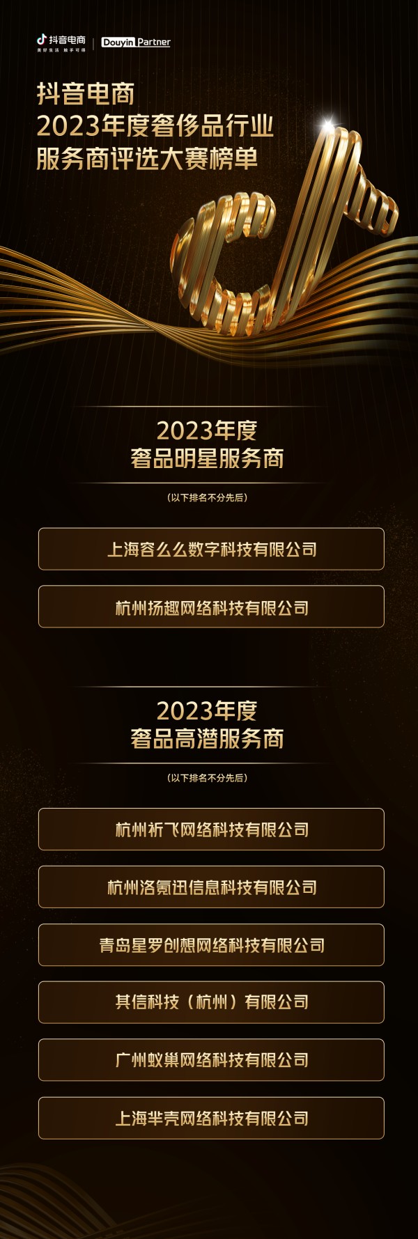 抖音电商奢侈品行业服务商评选大赛圆满结束,8家服务商脱颖而出!