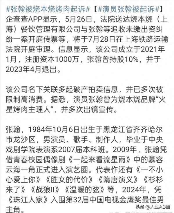 演员张翰被诉事件：背后的法律与商业逻辑及公众舆论影响