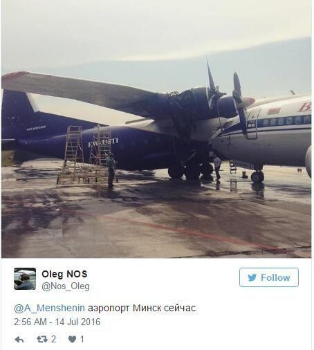 这大风太狠！白俄罗斯两飞机机场内相撞