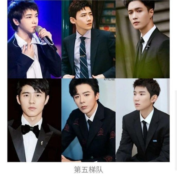 36个男星颜值梯队：肖战第一，蔡徐坤第二，鹿晗第三，王一博第四