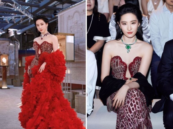 劉亦菲一襲紅色禮服，展現十足氣女神氣場。（圖／翻攝自微博）