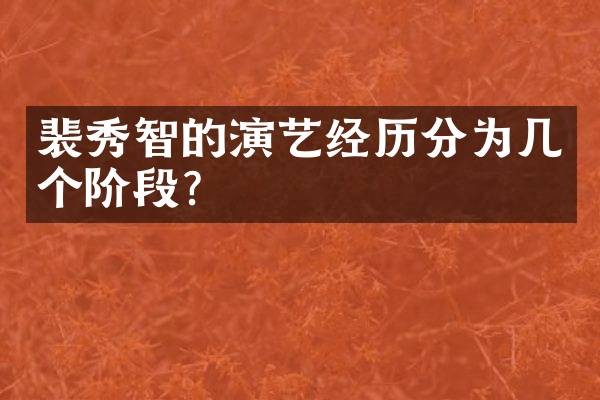 裴秀智的演艺经历分为几个阶段？