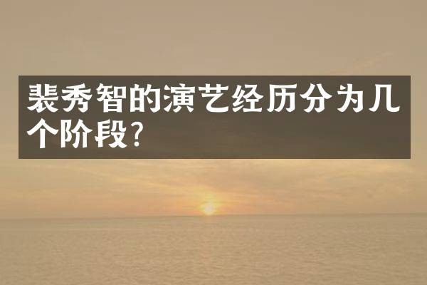 裴秀智的演艺经历分为几个阶段?