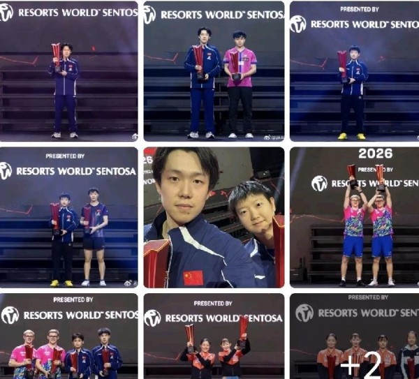 哈哈哈，乒乓世界太会选图！两个漂亮孩子在中间，双人合照超显眼可爱，莎莎圆嘟嘟的小脸真的太漂亮了