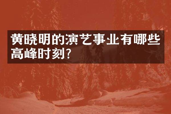 黄晓明的演艺事业有哪些高峰时刻?