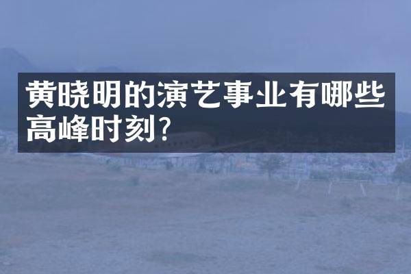 黄晓明的演艺事业有哪些高峰时刻?