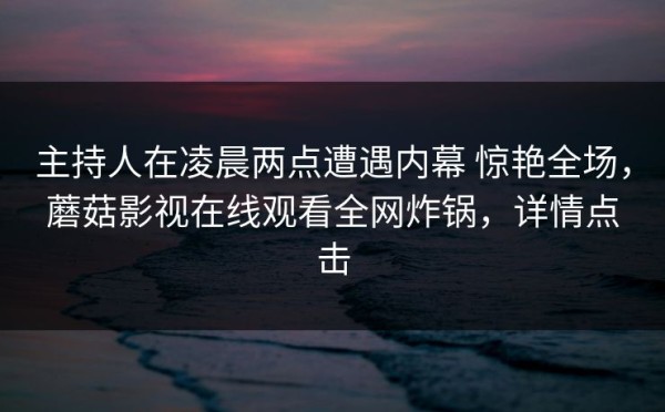 主持人在凌晨两点遭遇内幕 惊艳全场，蘑菇影视在线观看全网炸锅，详情点击