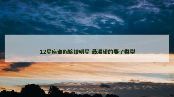 12星座谁能嫁给明星 最渴望的妻子类型