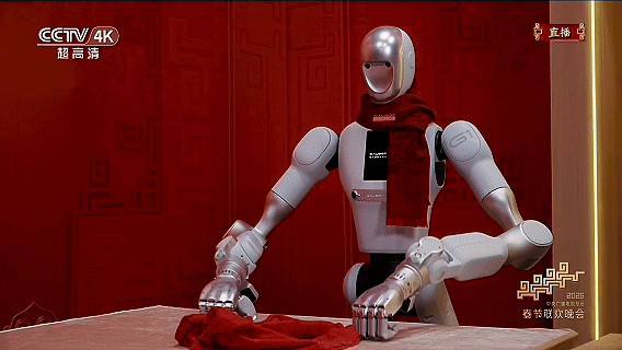 Galbot 在节目中叠衣服。来源：银河通用。