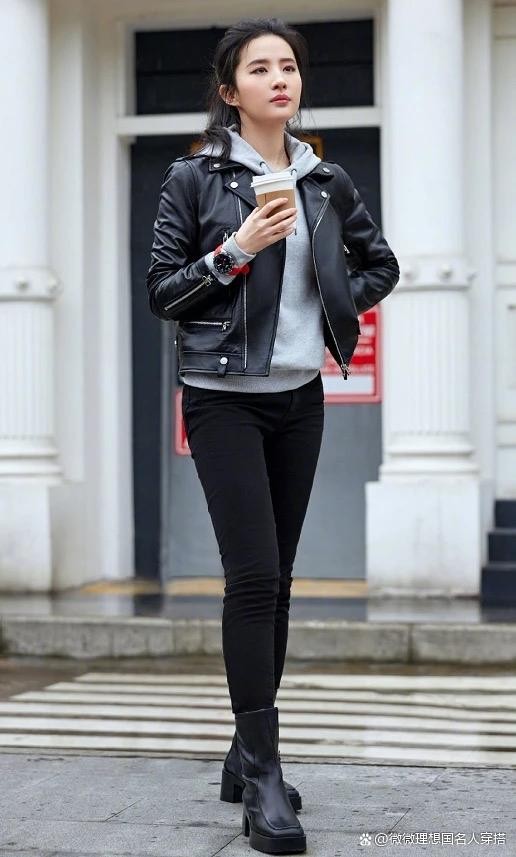 跟着明星学皮衣穿搭