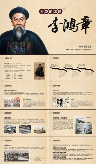 中国风为臣的谋略李鸿章PPT模板