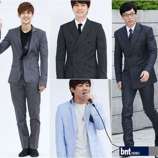 顺时针方向：金贤重、李栋旭、刘在石、白青刚