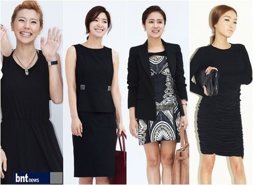 李润美徐智英崔松贤，简洁黑色装扮