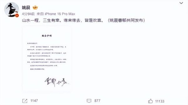 人民网评姚晨“官宣”离婚：“所谓官宣”被严重扭曲成收割流量红利“密码”，反复霸榜，浪费公共资源